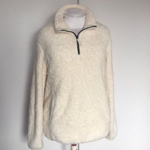 fuzzy half-zip sweater